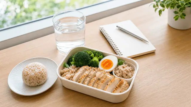昼食後に眠い日のPFC昼食改善に使う弁当と食事記録イメージ
