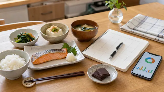 ダイエット停滞期のチートデイをPFCと食事記録で判断する食卓イメージ
