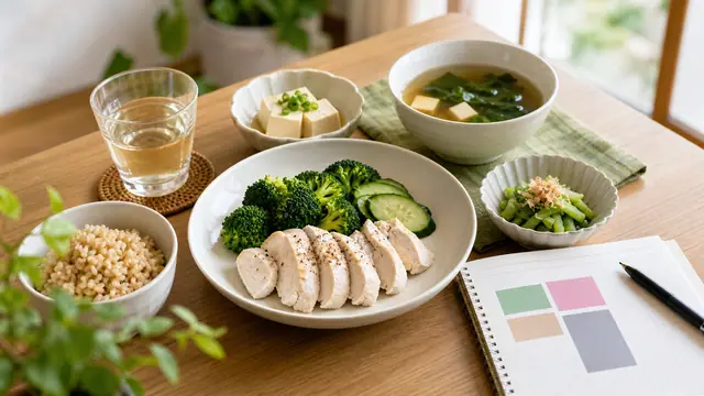 残りPFCが少ない日の夕食を低脂質で整える食事イメージ
