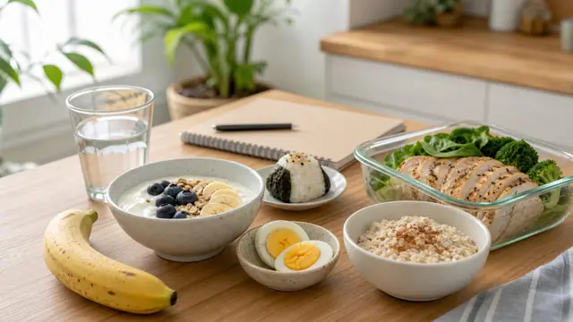 朝食後の空腹対策に使う高たんぱく朝食と食事計画のイメージ