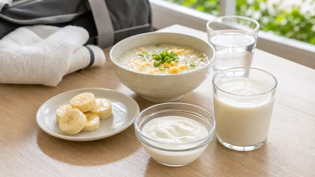 筋トレ後に食欲がない時の少量補食と温かい食事のイメージ