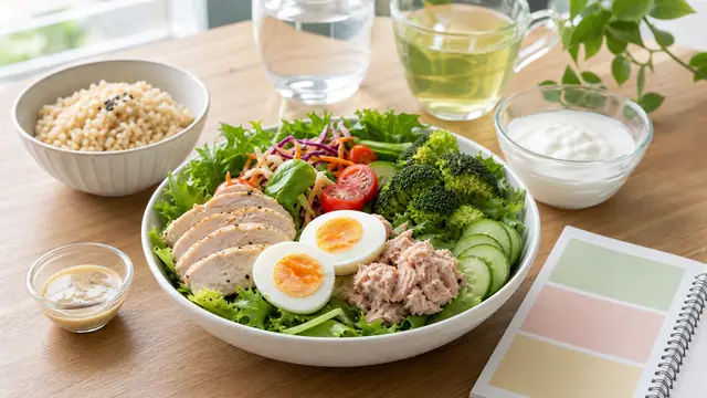 サラダだけの昼食をPFCで整える食事改善のイメージ