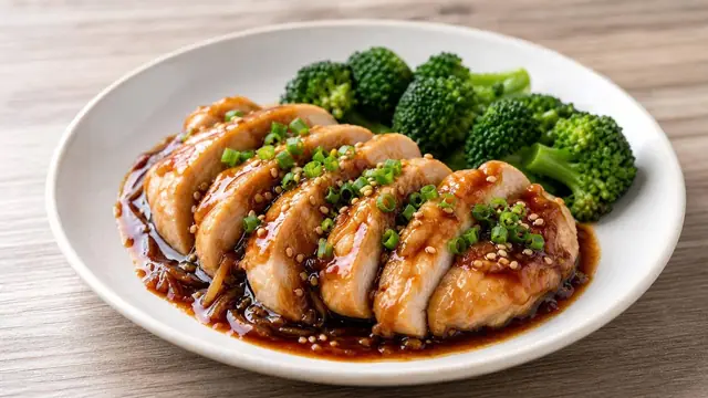 鶏むね肉の黒酢しょうがレンジ蒸しの完成イメージ
