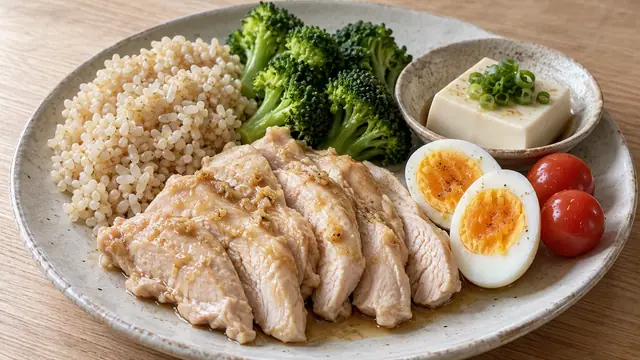 鶏むね肉のしょうがレモン玄米プレートの完成イメージ