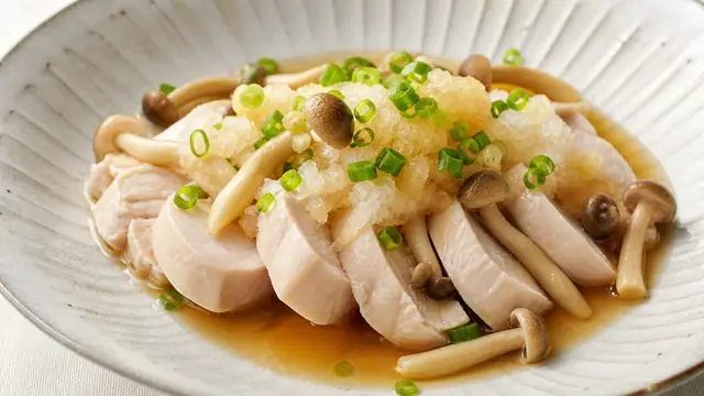鶏むね肉のおろしポン酢だし蒸しの完成イメージ