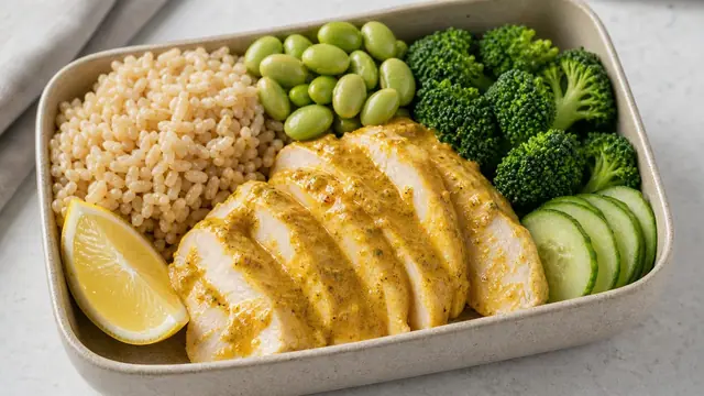 ささみと枝豆のカレーヨーグルト弁当の完成イメージ