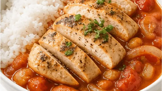 鶏むね肉のトマト煮込みの完成イメージ