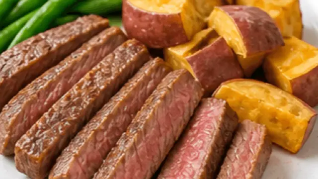 牛赤身肉とさつまいもの筋肥大プレートの完成イメージ