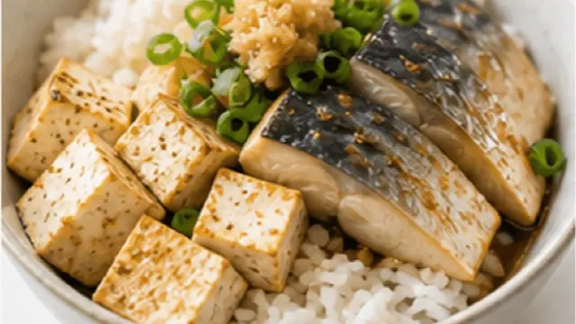 サバ缶と豆腐の簡単丼の完成イメージ