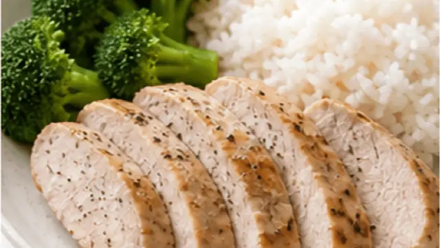 豚ヒレ肉と白米の回復プレートの完成イメージ