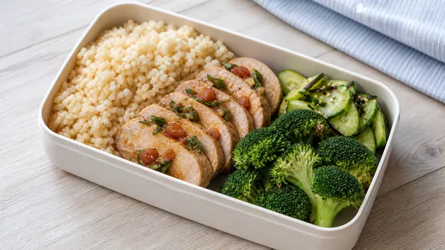 豚ヒレ肉の梅しそガーリック弁当の完成イメージ